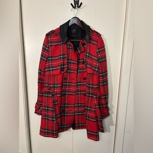 NWT Rihanna Red Plaid Trench Coat